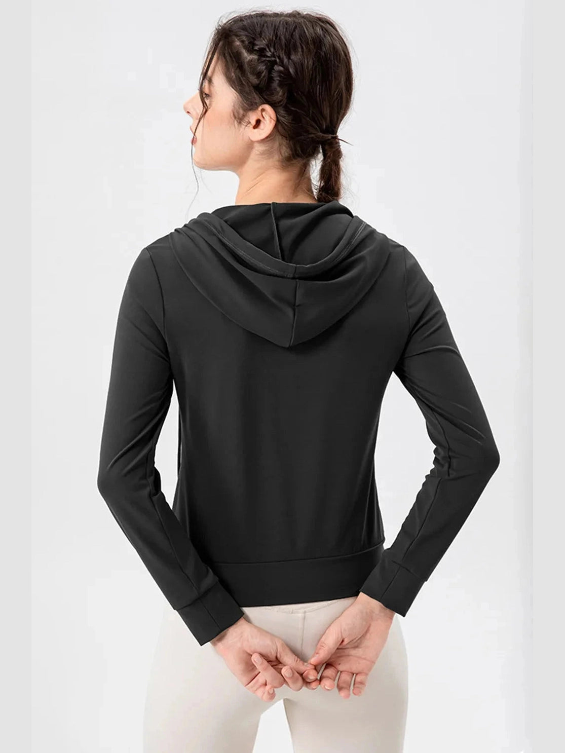 Drawstring Zip Up Hooded Active Outerwear