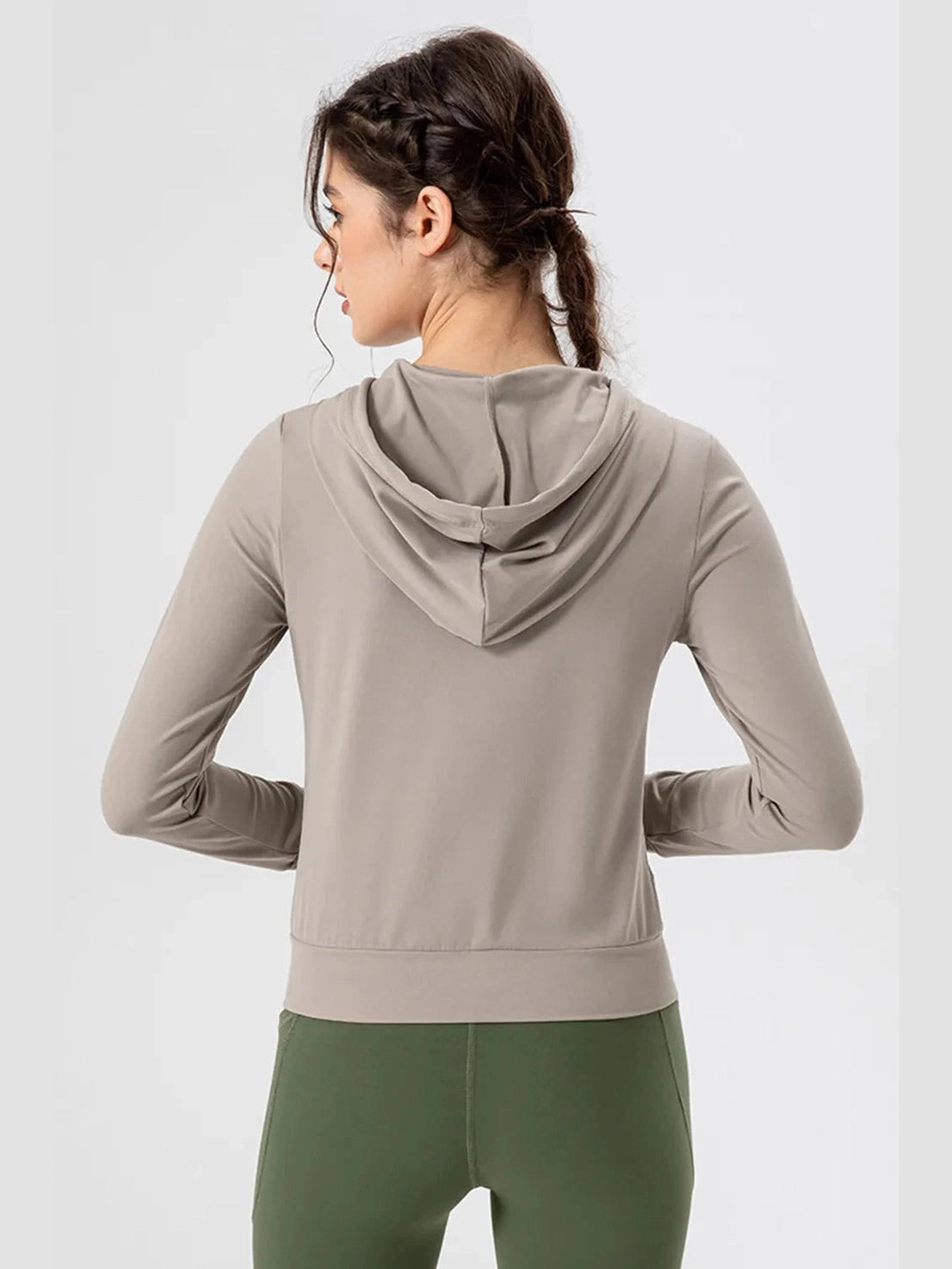 Drawstring Zip Up Hooded Active Outerwear
