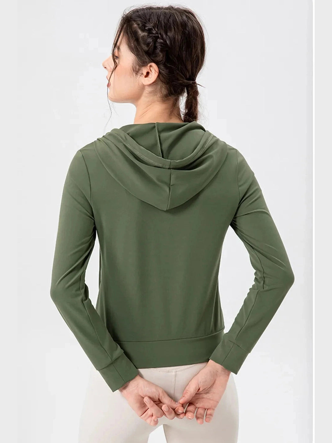 Drawstring Zip Up Hooded Active Outerwear
