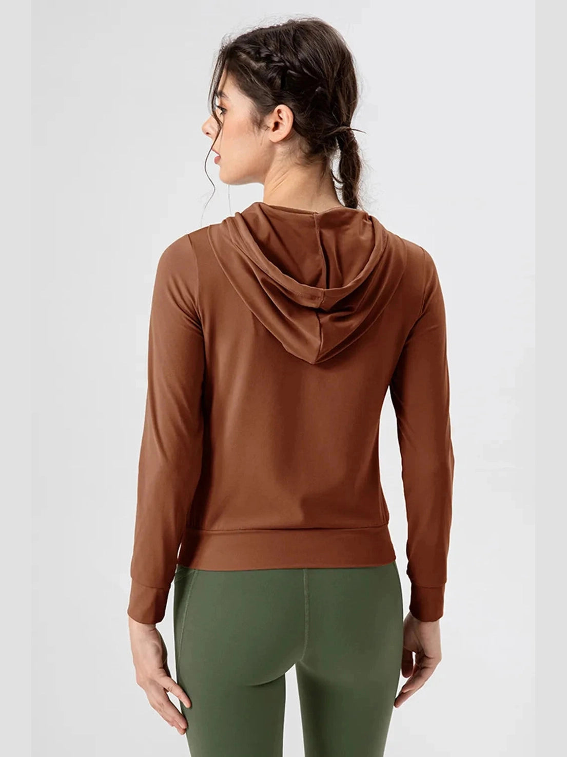 Drawstring Zip Up Hooded Active Outerwear